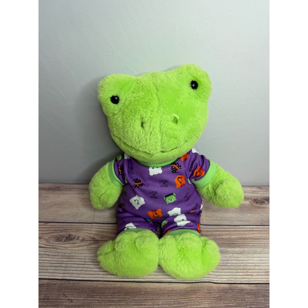 Build-A-Bear Spring Green Frog Plush Halloween Pajamas Ghost Pumpkin 16 inch